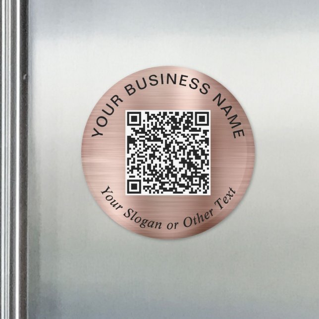 Imã Código QR de Negócios Rose Gold Promocional (Business QR Code Rose Gold Promotional Magnet)