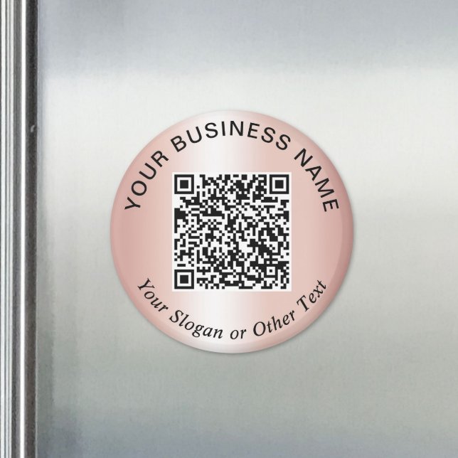 Imã Código QR de Negócios Rose Gold Promocional (Business QR Code Rose Gold Promotional Magnet)