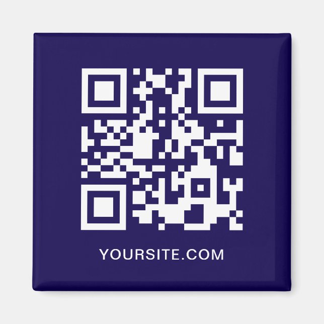 Imã Código QR de Promoção de Site Azul Escuro e Branco (Frente)