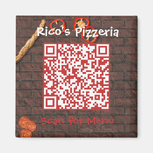 Imã Código QR do Menu Pizzeria Personalizado