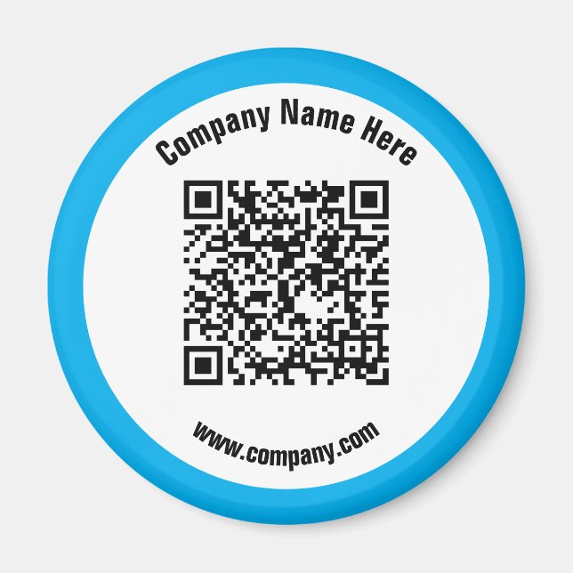 Imã Código QR do nome comercial do Promocional azul (Frente)