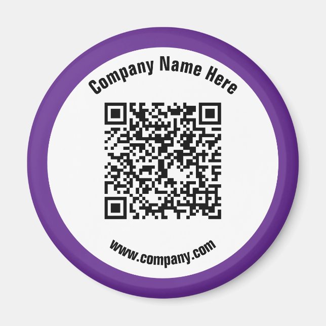 Imã Código QR do Nome Comercial do Promocional Roxo (Frente)