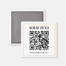 Imã Código QR e texto editáveis com borda de ouro amar