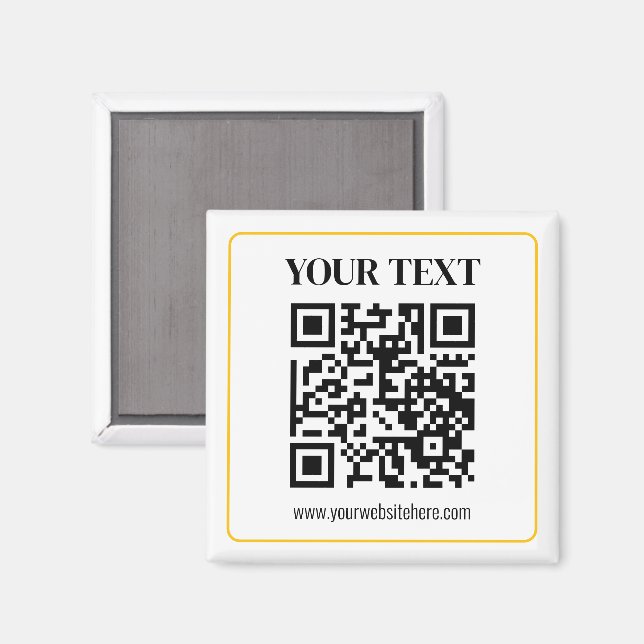 Imã Código QR e texto editáveis com borda de ouro amar (Front/Back)