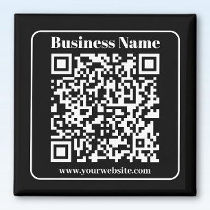 Imã Código QR editável Preto e Branco Estilo Retro Mod