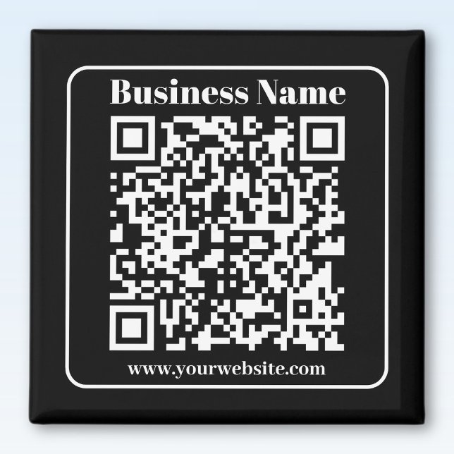 Imã Código QR editável Preto e Branco Estilo Retro Mod (Criador carregado)