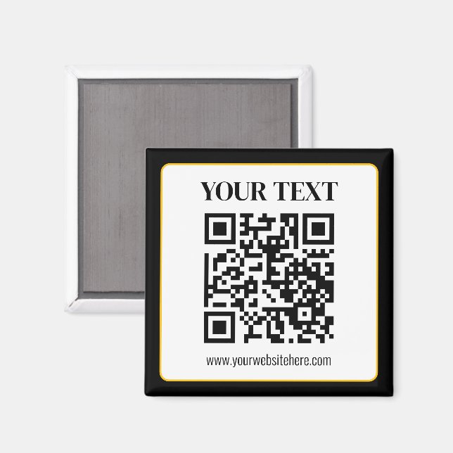 Imã Código QR empresarial com texto superior e inferio (Front/Back)