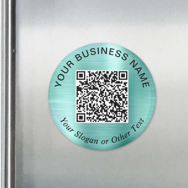 Imã Código QR Empresarial Promocional Verde-Mint Teal (Business QR Code Promotional Teal Mint Green Magnet)