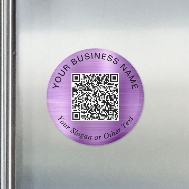 Imã Código QR Empresarial Roxo Promocional (Business QR Code White Promotional Magnet)