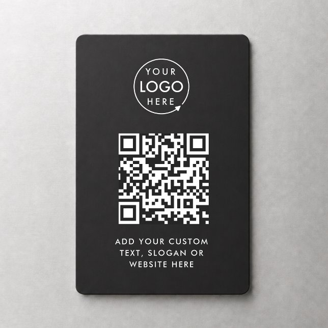 Ímã Código QR | Logotipo de Negócios Preto Profissiona (Criador carregado)