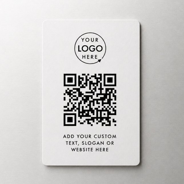 Ímã Código QR | Logotipo Empresarial Branco Simples Pr (Criador carregado)