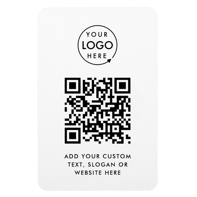 Ímã Código QR | Logotipo profissional Branco simples (Vertical)