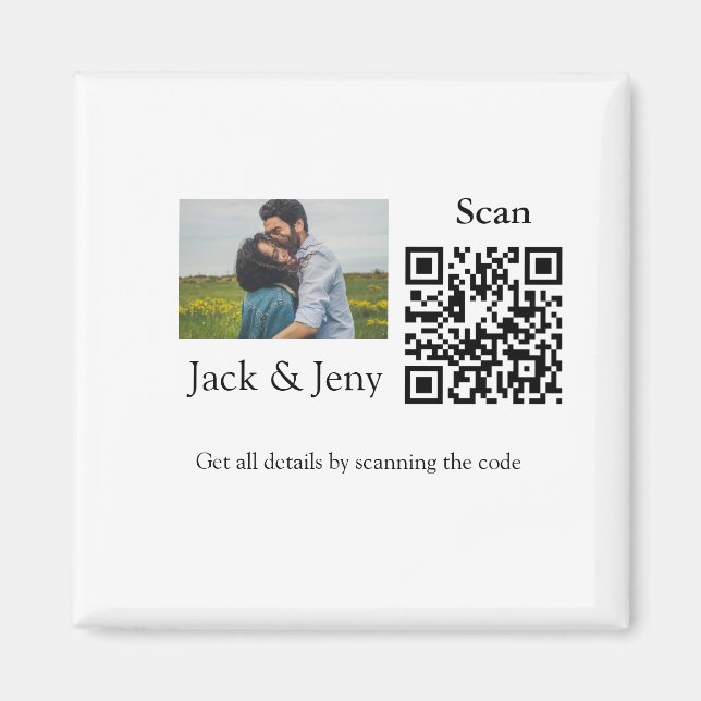 Imã Código QR minimalista simples adicionar foto nome  (Frente)