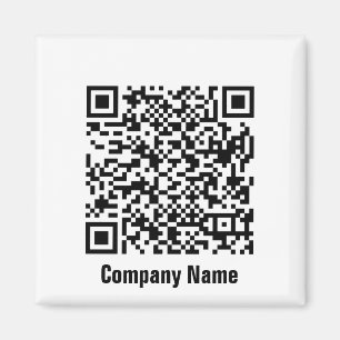 Imã Código QR Modelo de Texto Comercial Preto e Branc