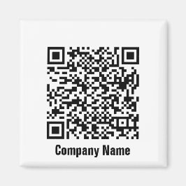 Imã Código QR Modelo de Texto Comercial Preto e Branco