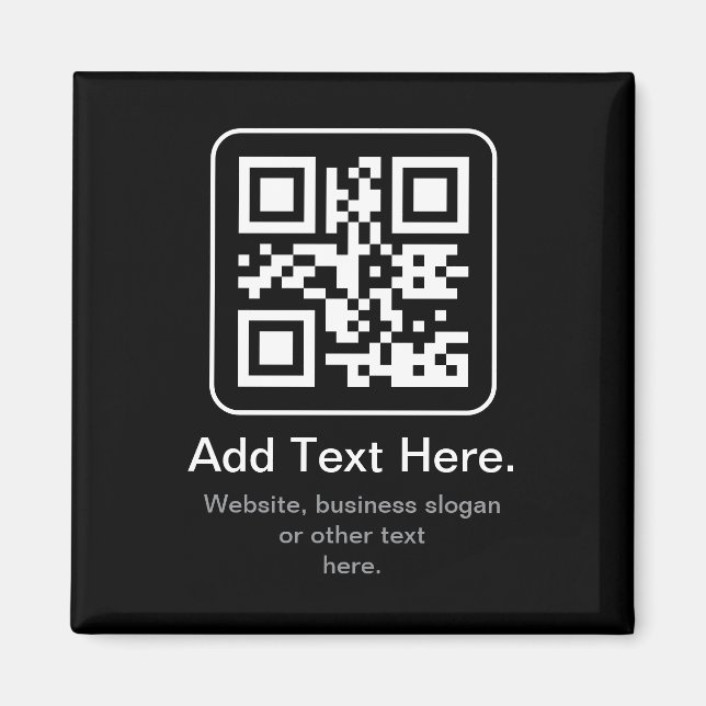 Imã Código QR Modern Escaneável | Preto Branco & Cinza (Frente)
