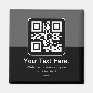 Imã Código QR Modern Escaneável Preto, Cinza e Branc