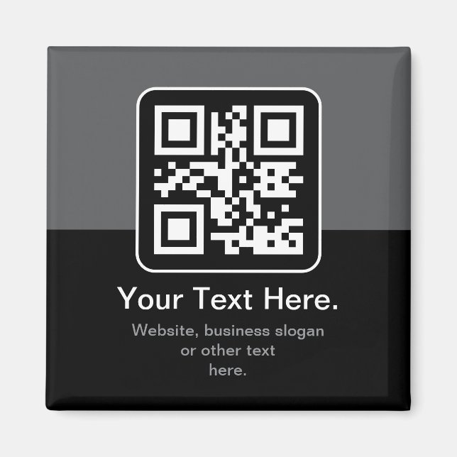 Imã Código QR Modern Escaneável | Preto, Cinza e Branc (Frente)