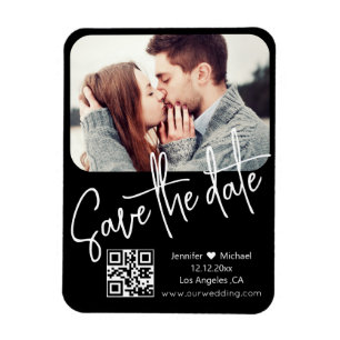 Ímã código qr moderno chique foto de casamento salvar