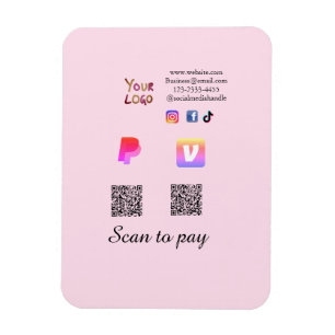 Ímã código QR Pagar PayPal venmo digitalizar adicionar