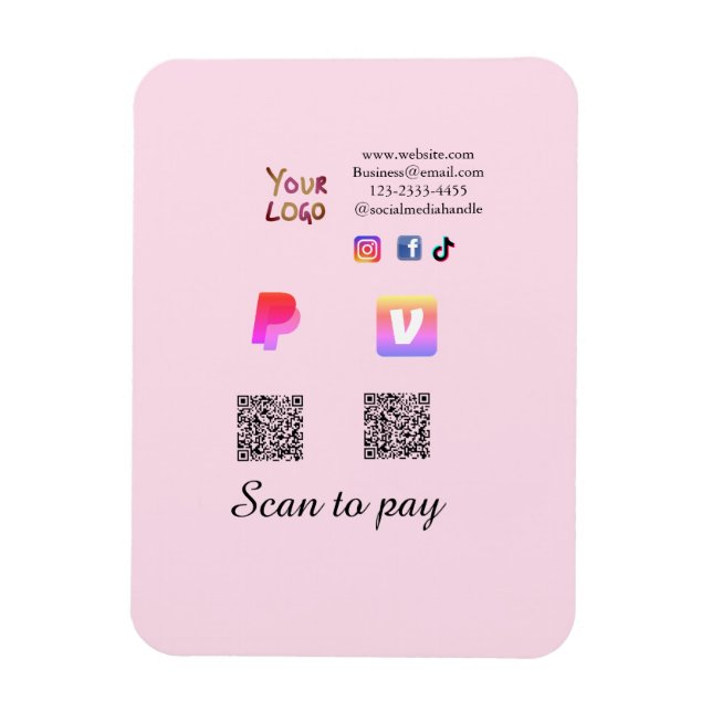 Ímã código QR Pagar PayPal venmo digitalizar adicionar (Vertical)