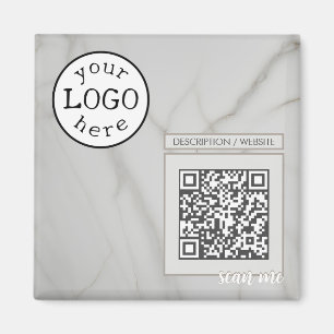 Imã Código QR para Marble Branco Elegante para Negócio