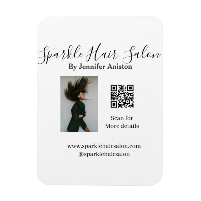 Ímã Código QR para pequenas empresas do salão de cabel (Vertical)