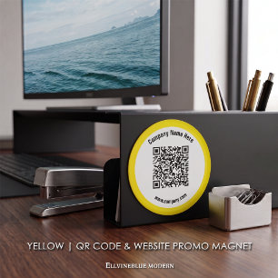 Imã Código QR Personalizado Amarelo & Promoção de Site