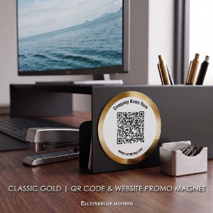 Imã Código QR Personalizado Clássico Ouro & Promoção d