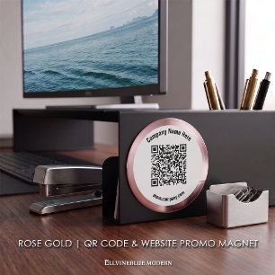 Imã Código QR Personalizado em Rose Gold & Promoção de