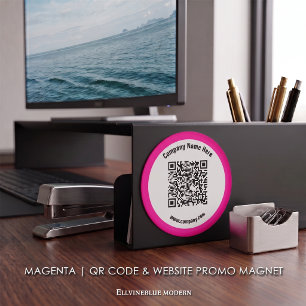 Imã Código QR Personalizado Magenta & Promoção de Site