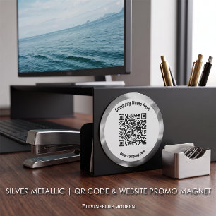 Imã Código QR Personalizado Metálico Prateado & Promoç