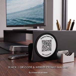 Imã Código QR Personalizado Preto & Promoção de Site