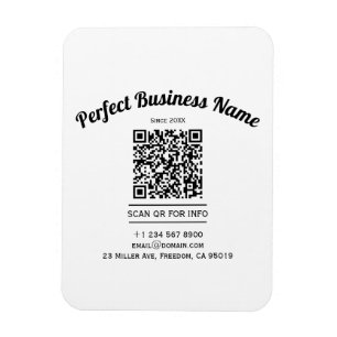 Ímã Código QR - Preto e Branco Simples Clara