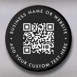 Imã Código QR | Ronda Minimalista Moderna Negra<br><div class="desc">Um simples modelo de ímã de código QR preto personalizado num estilo minimalista moderno que pode ser facilmente atualizado com o seu código QR,  nome comercial ou Web site e texto personalizado,  por exemplo. digitalize-me para...  #QRcode #magnet #business</div>
