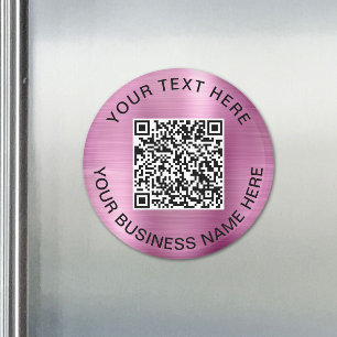 Imã Código QR Rosa Promocional de Negócios
