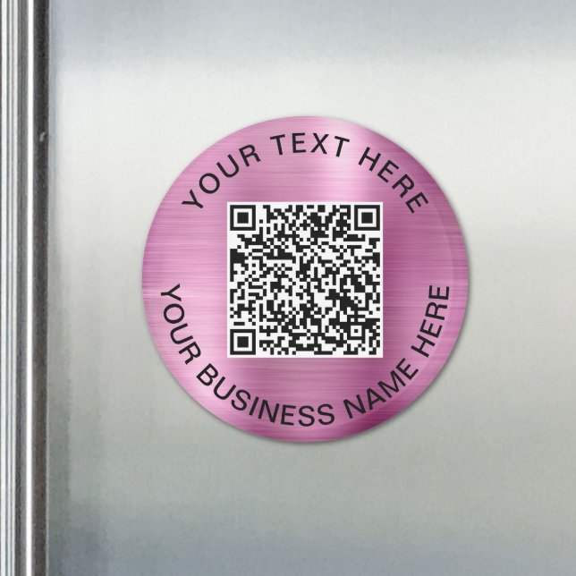 Imã Código QR Rosa Promocional de Negócios (Pink QR Code Business Promotional Magnet)