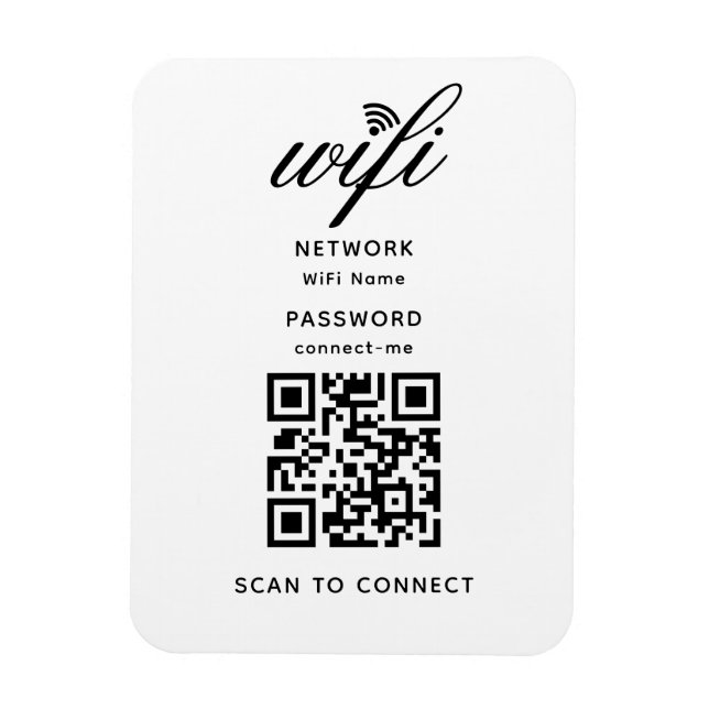 Ímã Código QR Senha Internet Wifi Branco Flexível (Vertical)
