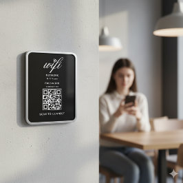 Ímã Código QR Senha Internet Wifi Preta Flexível