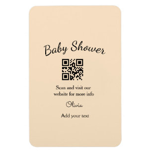 Ímã Código QR simples para chá de bebê rosa adicionar 