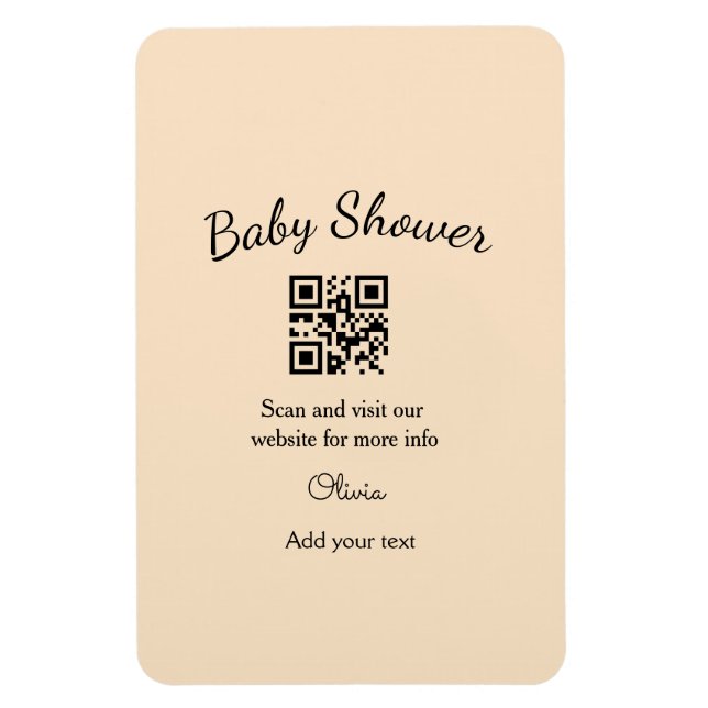 Ímã Código QR simples para chá de bebê rosa adicionar  (Vertical)