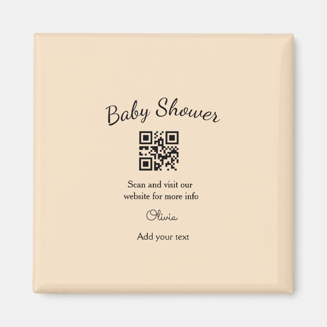 Imã Código QR simples para chá de bebê rosa adicionar  (Frente)