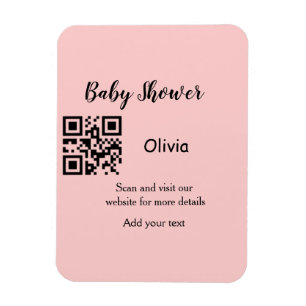 Ímã Código QR simples para chá de bebê rosa adicionar