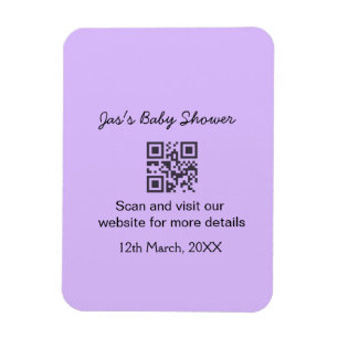 Ímã Código QR simples roxo para chá de bebê adicionar 