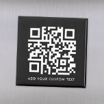 Imã Código QR | Texto Personalizado Preto Moderno Míni<br><div class="desc">Um simples modelo de ímã de código QR preto personalizado num estilo minimalista moderno que pode ser facilmente atualizado com o seu código QR e texto personalizado,  por exemplo,  digitalize-me para...  #QRcode #magnet #business</div>