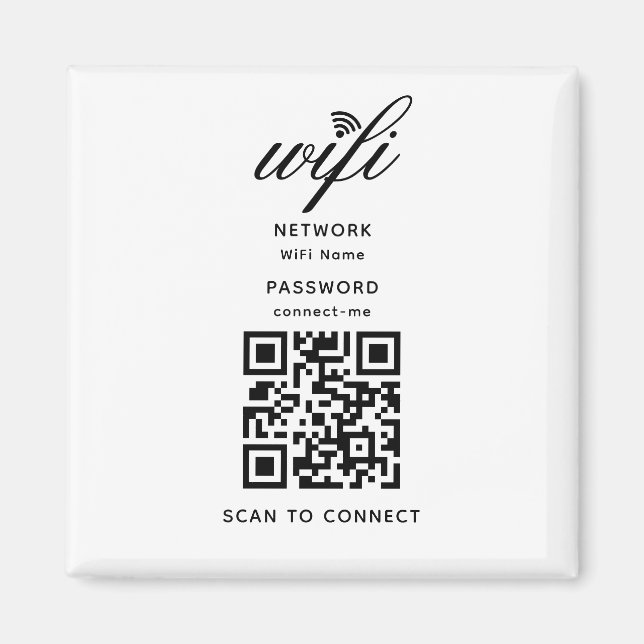 Imã Código QR Wifi Internet Senha White Magnética (Frente)
