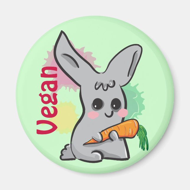 Imã Coelhinho bonito de cinza vegetariana com ímã de c (Frente)