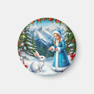 Imã Coelhinho Branco e Donzela de Neve na Floresta Inv