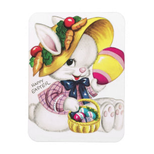 Ímã Coelhinho da Páscoa bonito do vintage com ovo