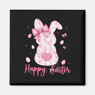 Imã Coelhinho da Páscoa Feliz Coquete Bunny Floral Mul